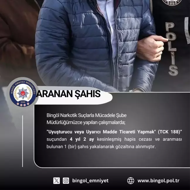 Bingöl'de Hapis Cezası Olan Şüpheli Yakalandı