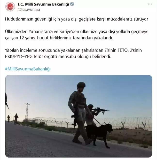 Hudutlarda Yakalanan 12 Kişi: 7 FETÖ, 2 PKK/PYD-YPG Üyesi