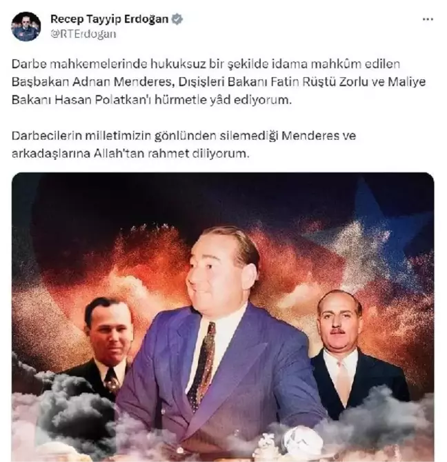 Cumhurbaşkanı Erdoğan, Adnan Menderes'i andı