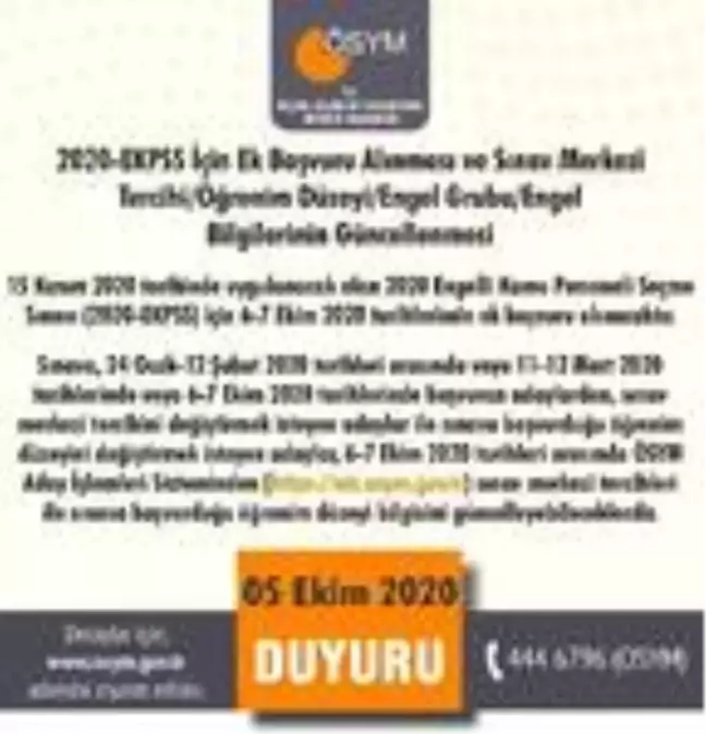 2020 Engelli Kamu Personeli Seçme Sınavı için ek başvuru alınacak