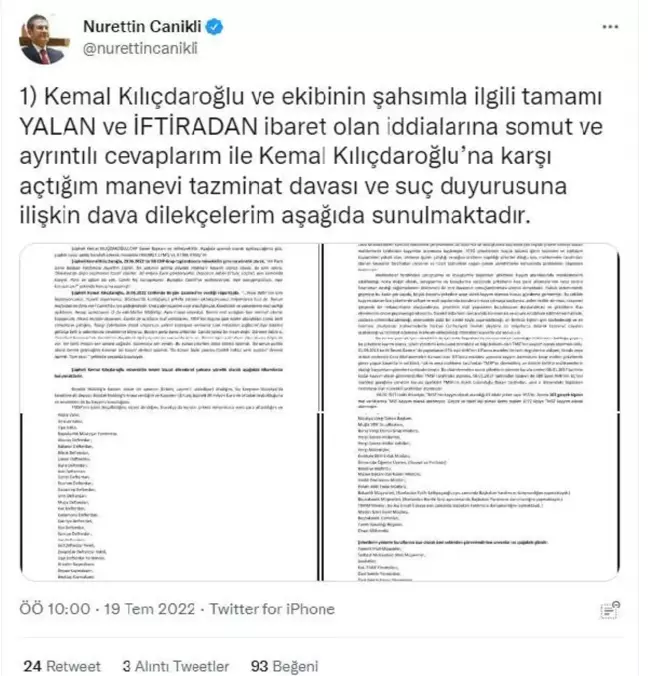 AK Parti'li Canikli'den, Kılıçdaroğlu hakkında suç duyurusu