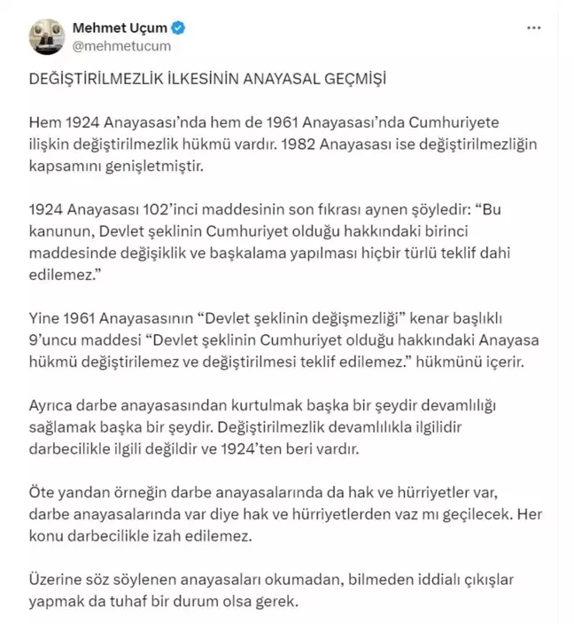 Değiştirilmezlik İlkesi Anayasal Geçmişiyle Açıklandı