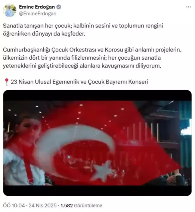 Emine Erdoğan'dan 23 Nisan Konseri Paylaşımı