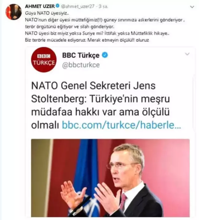 NATO Genel Sekreteri Stoltenberg'in Afrin Açıklamasına