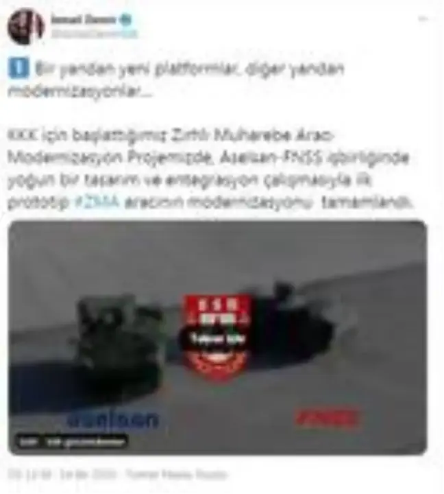 İsmail Demir: İlk prototip ZMA'nın modernizasyonu tamamlandı