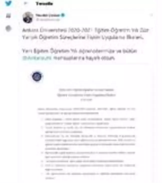 Son Dakika: Ankara Üniversitesi'nde güz dönemi 'uzaktan eğitim' ağırlıklı olacak