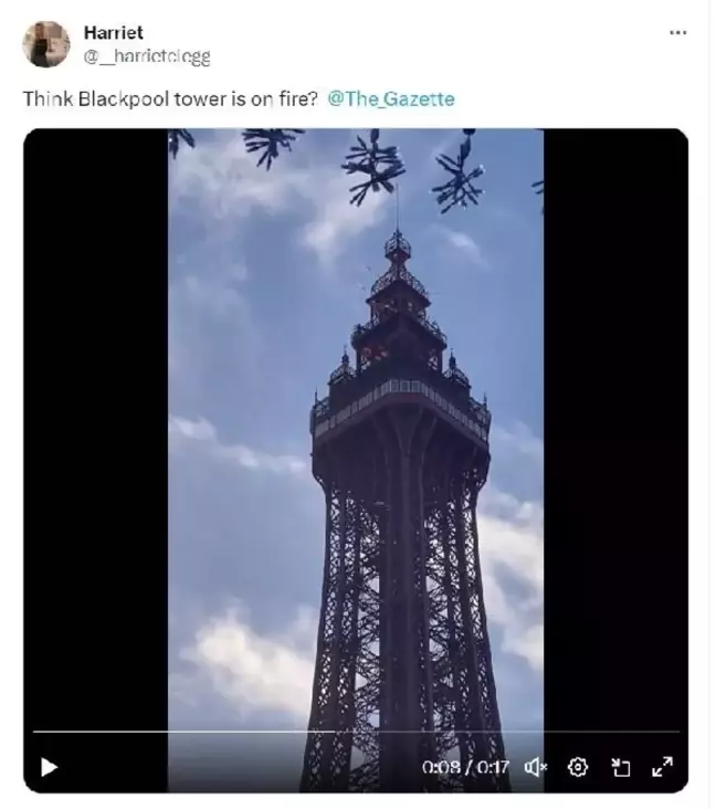 Blackpool Kulesi'nde çıkan yangın aslında turuncu renkli bir ağdı