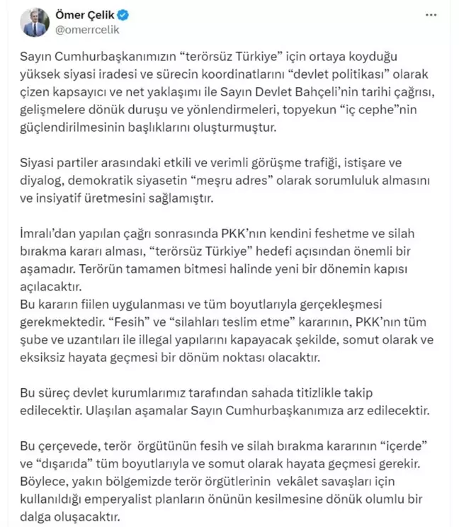 PKK'nın Kendini Feshetmesi, 'Terörsüz Türkiye' Hedefi İçin Dönüm Noktası