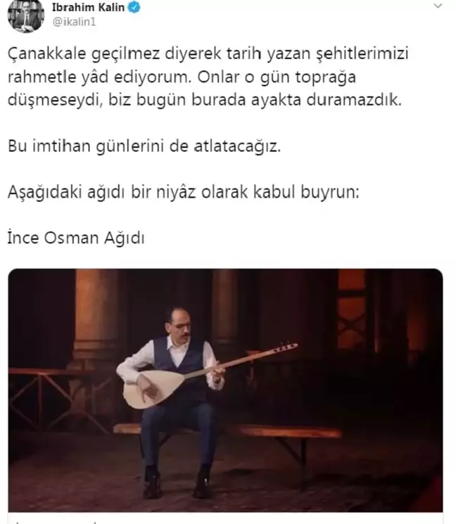 İbrahim Kalın, Çanakkale şehitlerini 'İnce Osman' ile andı