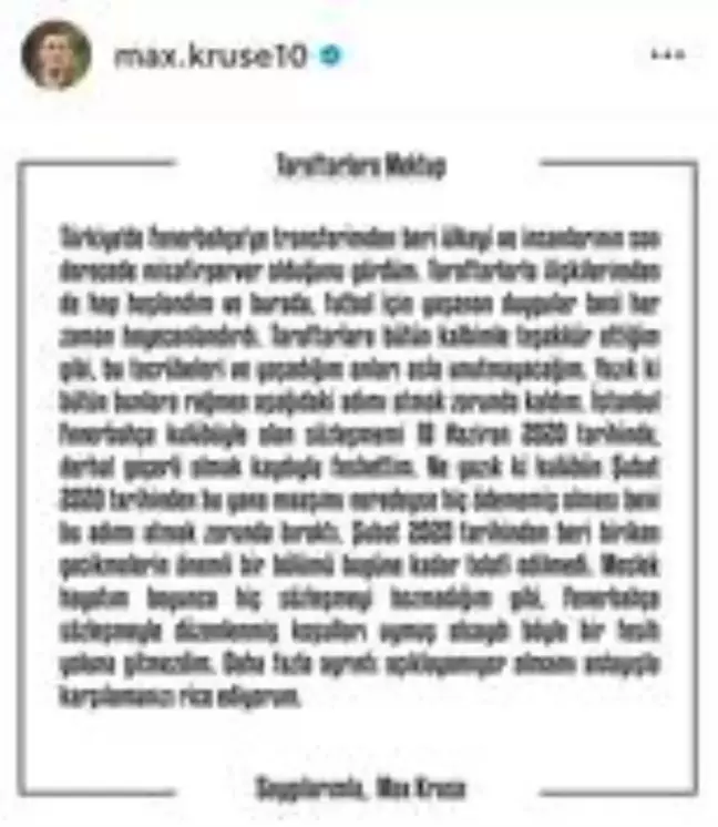 Max Kruse, ayrılığın nedenini açıkladı