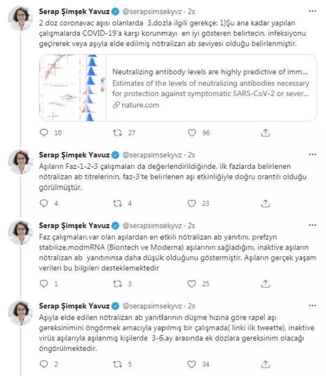 Bilim Kurulu Üyesi Şimşek: Hastalık geçirenlerde tek doz mRNA aşısı yeterli