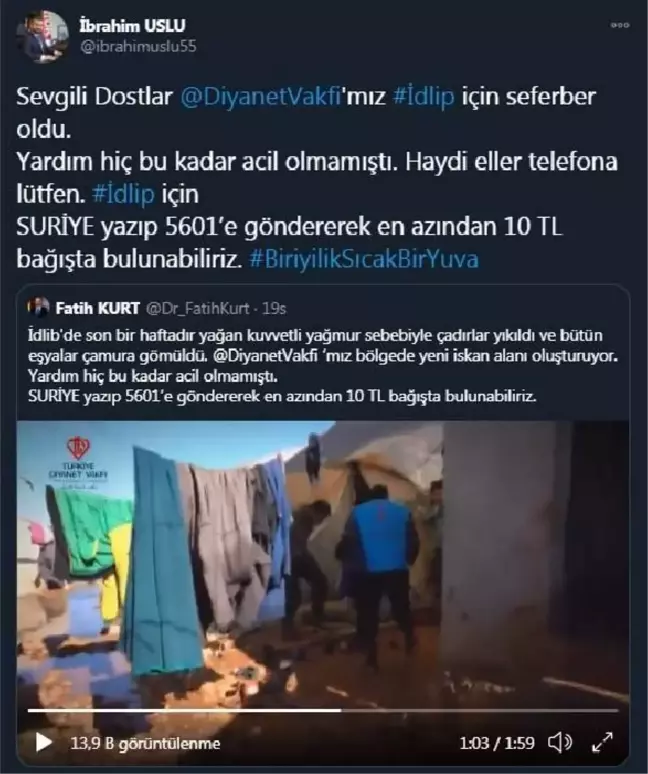 RTÜK Başkan Yardımcısı Uslu'dan İdlib için destek çağrısı