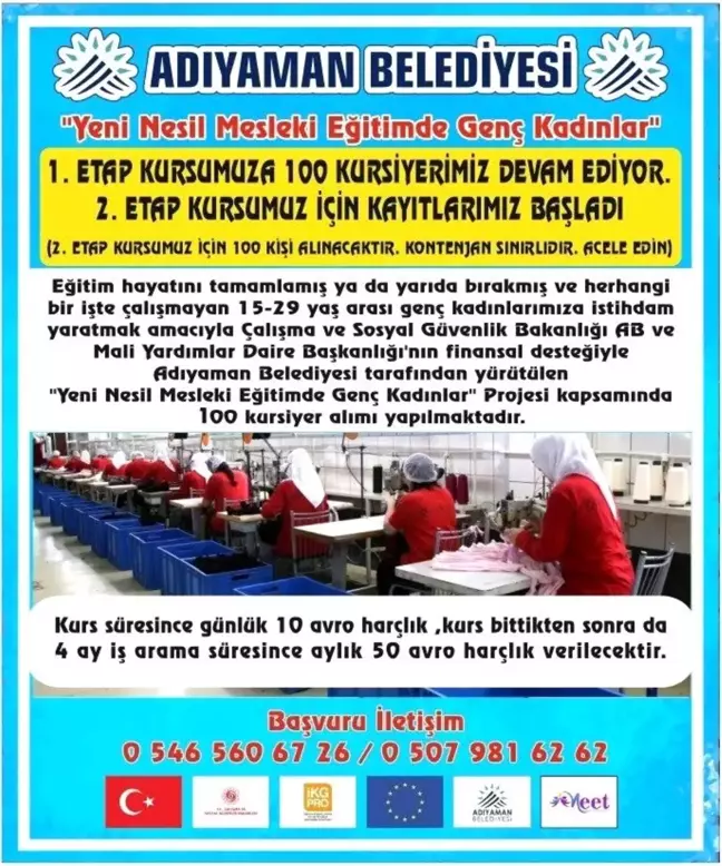 Adıyaman Belediyesi Genç Kadınlara İstihdam Sağlamak İçin Proje Başlattı
