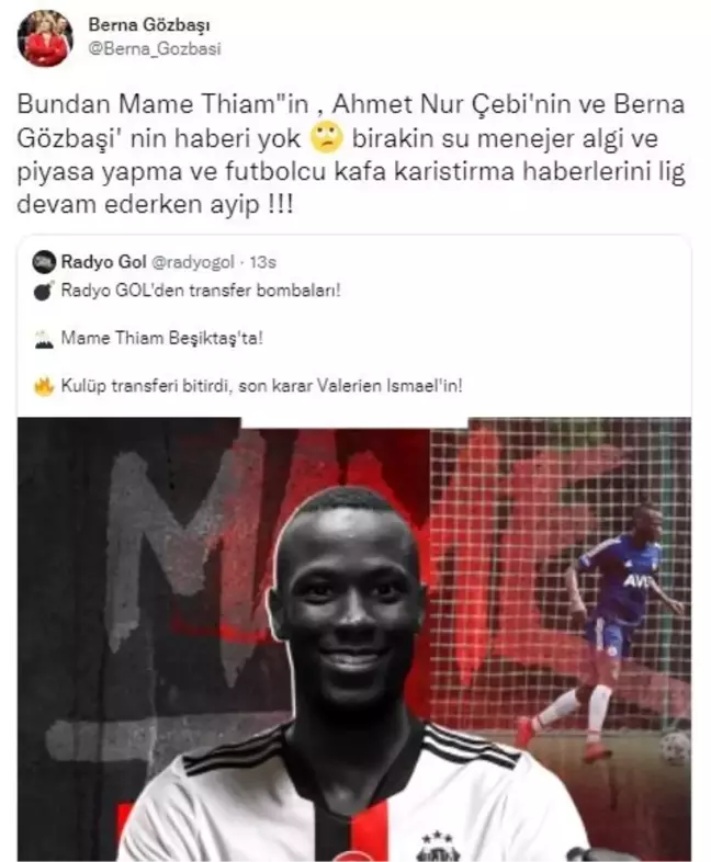 Berna Gözbaşı'dan 'Thiam' söylentilerine tepki