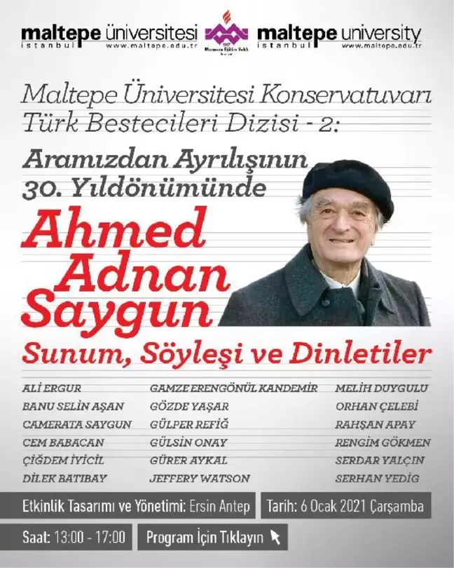 Ahmed Adnan Saygun ölümünün 30'uncu yıl dönümünde anılacak