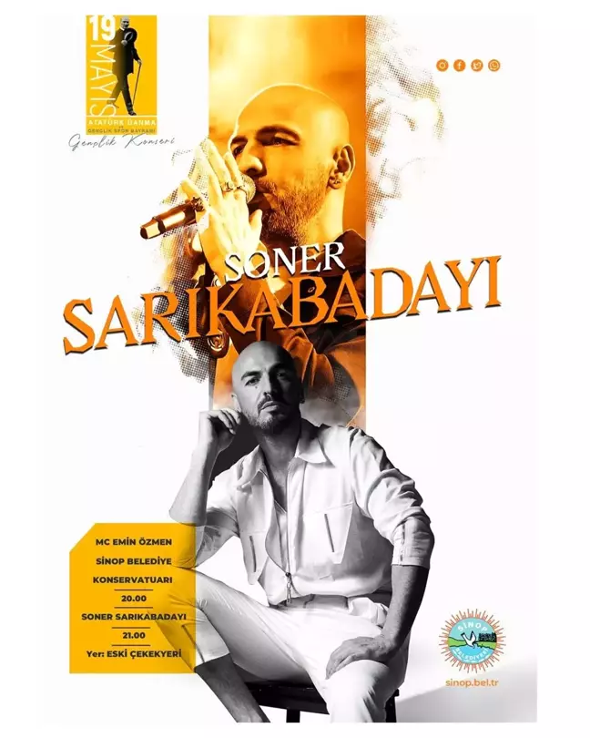 19 Mayıs'ta Soner Sarıkabadayı Sinop'ta konser verecek