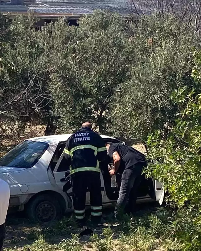 Hatay'da zeytin bahçesine uçan otomobildeki 2 kişi yaralandı