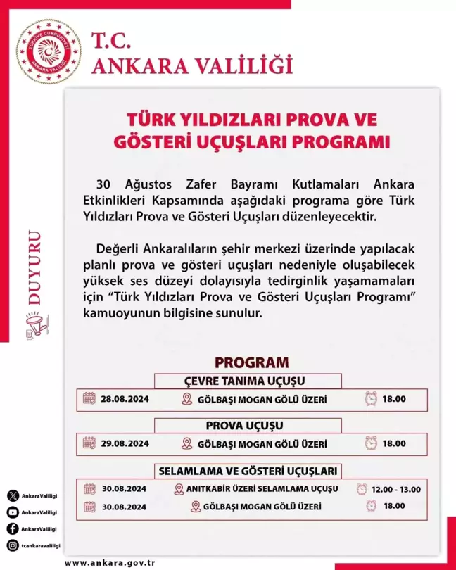 Türk Yıldızları Ankara Semalarında Gösteri Uçuşu Gerçekleştirecek