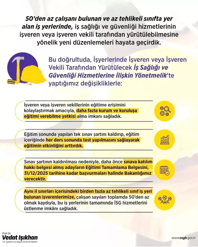 Çalışma ve Sosyal Güvenlik Bakanı Işıkhan'dan İş Sağlığı ve Güvenliği Açıklamaları