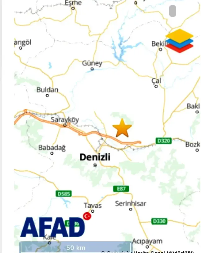 Pamukkale'de 3.9 Büyüklüğünde Deprem