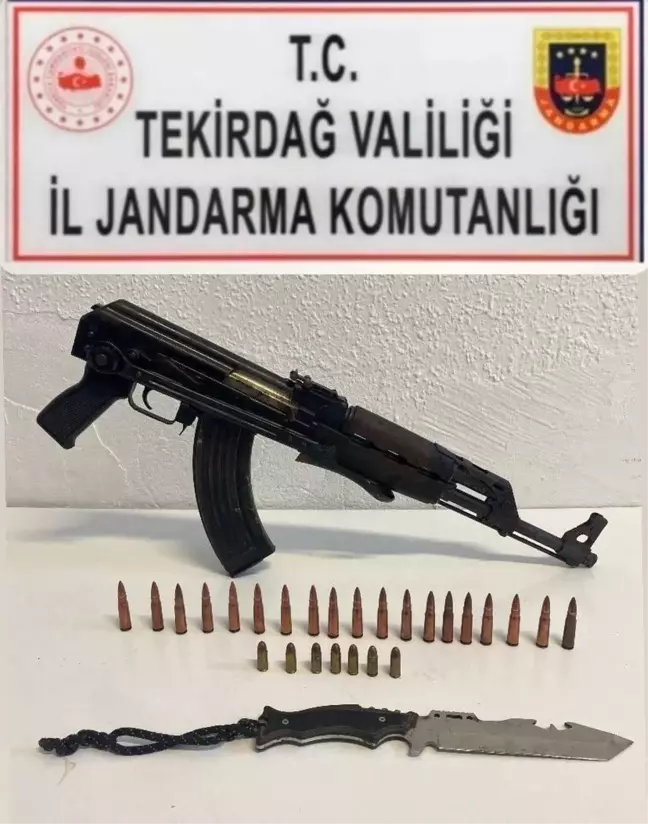 Tekirdağ'da yapılan operasyonda Kalaşnikof ele geçirildi