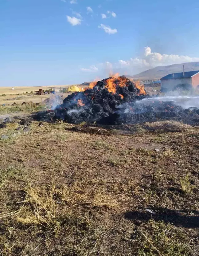 Kars'ta 20 Ton Ot Yanarak Kül Oldu