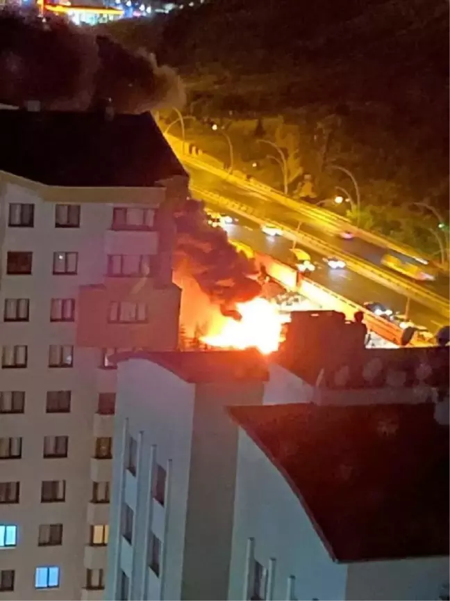 ANKARA'DA AYDINLATMA DİREĞİNE ÇARPAN YOLCU OTOBÜSÜ ALEV ALDI: 1 ÖLÜ, 20 YARALI