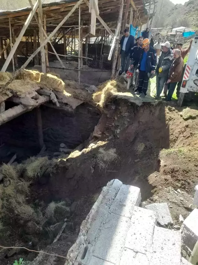 Tortumda ahır çöktü