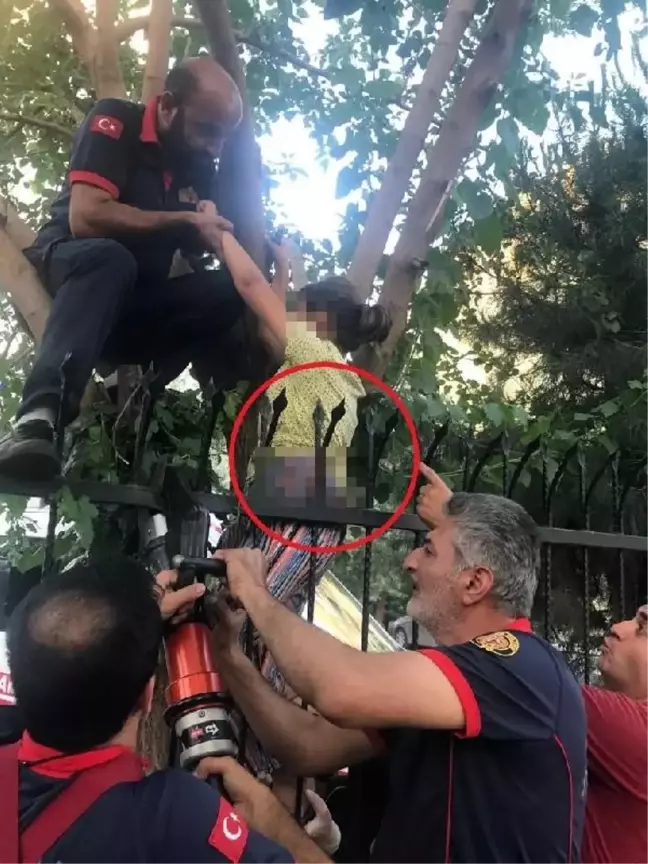 Diyarbakır'da dut toplarken korkuluklara düşen çocuk hastaneye kaldırıldı