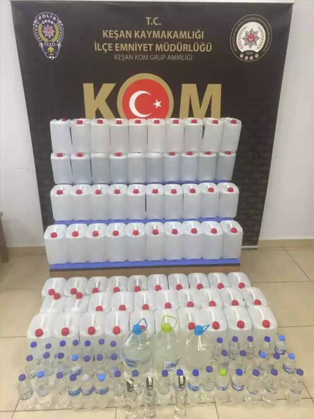Keşan'da 387 litre sahte içki ele geçirildi