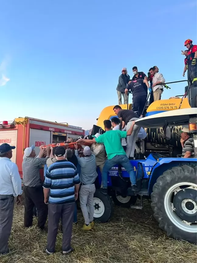 Denizli'de Ayçiçek Hasadı Yapılan Tarlada Genç Ağır Yaralandı