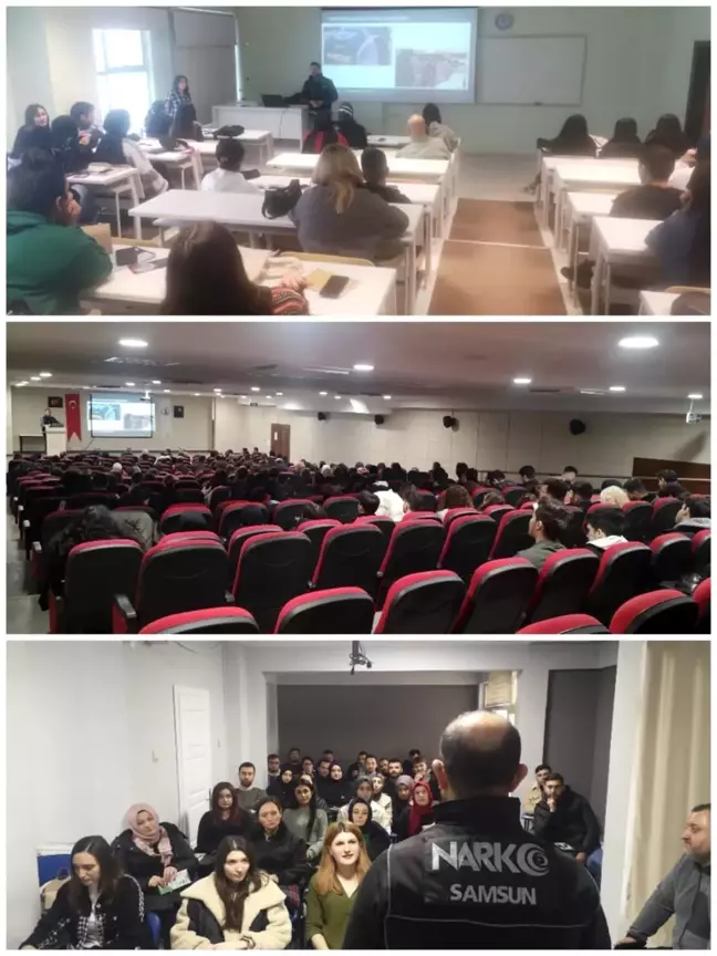 Samsun Emniyet Müdürlüğü, öğrencilere uyuşturucuyla mücadele konusunda bilgilendirme yapıyor