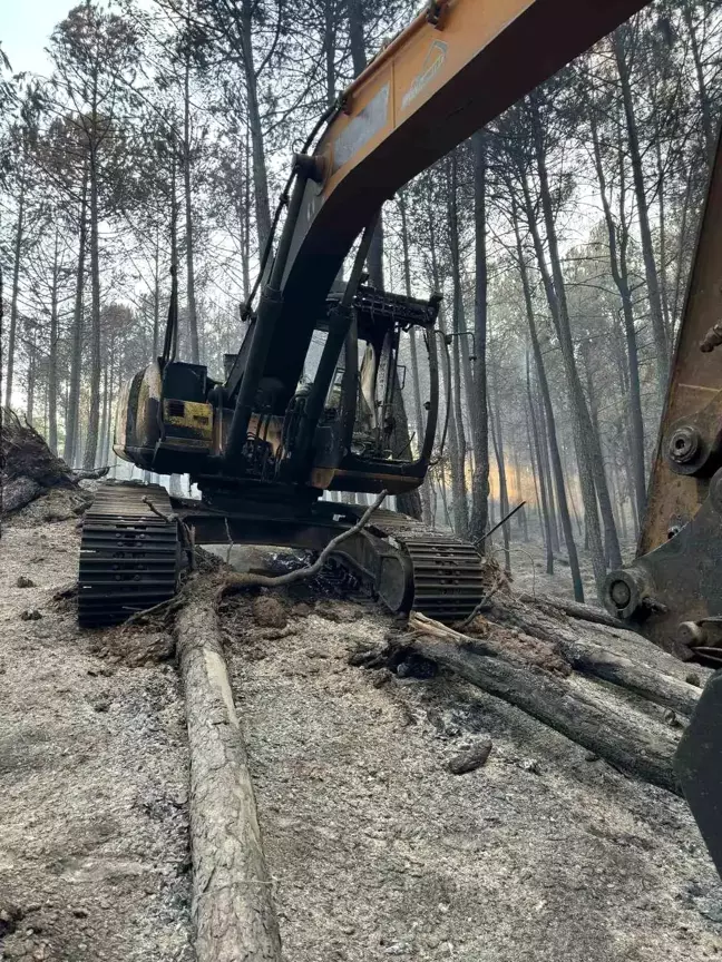 Muğla'da çıkan yangında iş adamına ait ekskavatör küle döndü