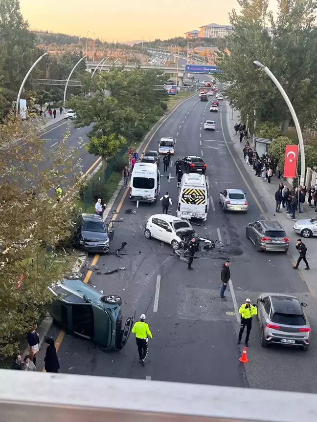 Ankara'da 8 Araçlı Zincirleme Kaza: 1 Yaralı