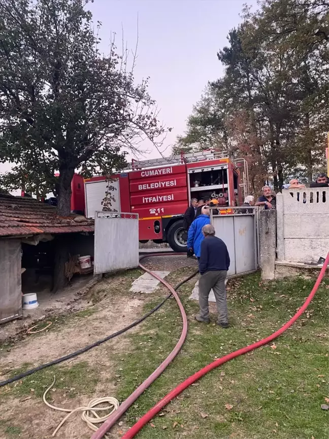 Düzce'de Elektrik Kaçağından Yangın Çıktı