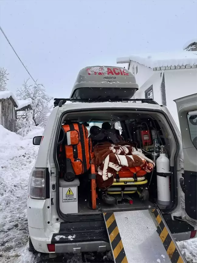 Kar Yağışı Nedeniyle Mahsur Kalan Hasta UMKE Ekipleriyle Hastaneye Ulaştırıldı