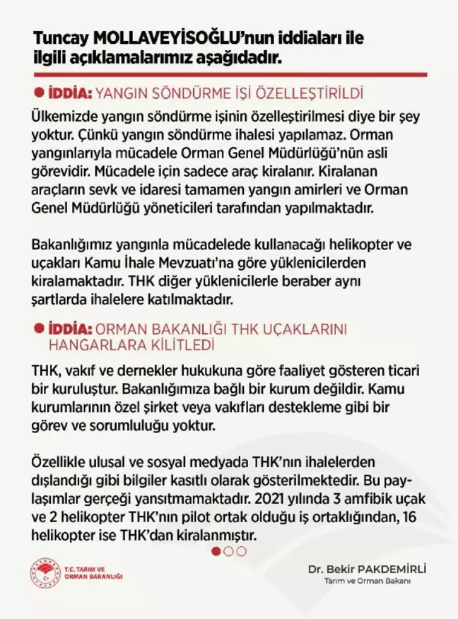 Pakdemirli: Ülkemizde yangın söndürme işinin özelleştirilmesi diye bir şey yoktur