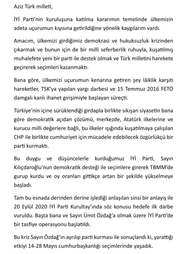 Aytun Çıray İYİ Parti'den istifa etti
