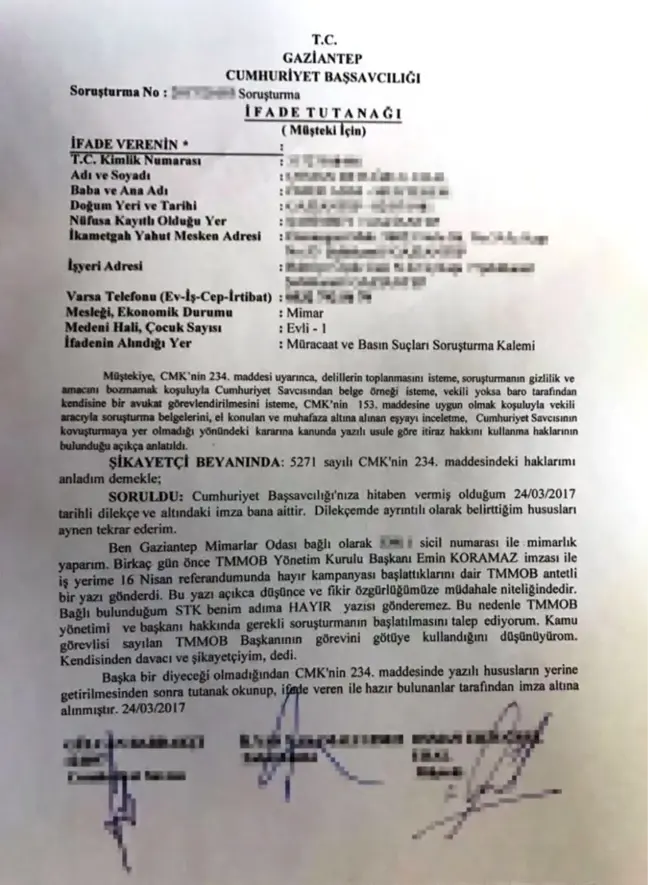 Mimardan 'Hayır'a Suç Duyurusu