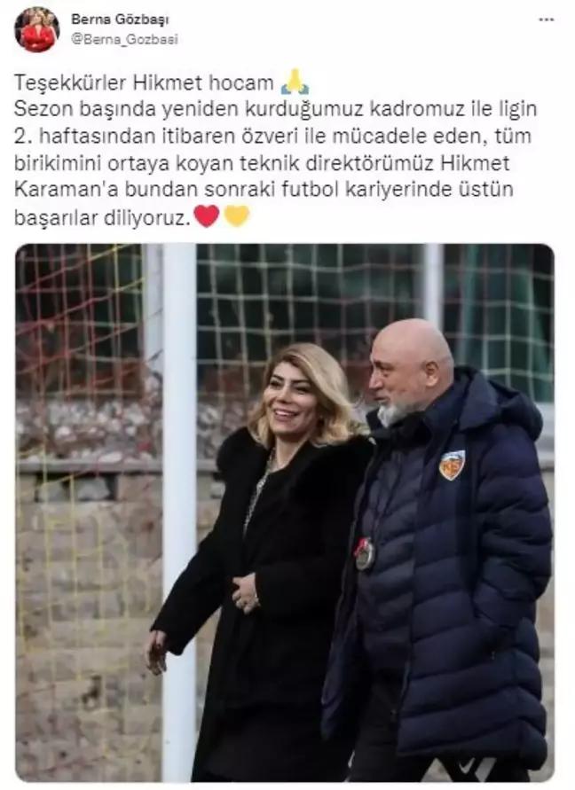 Kayserispor Başkanı Berna Gözbaşı'dan teşekkür