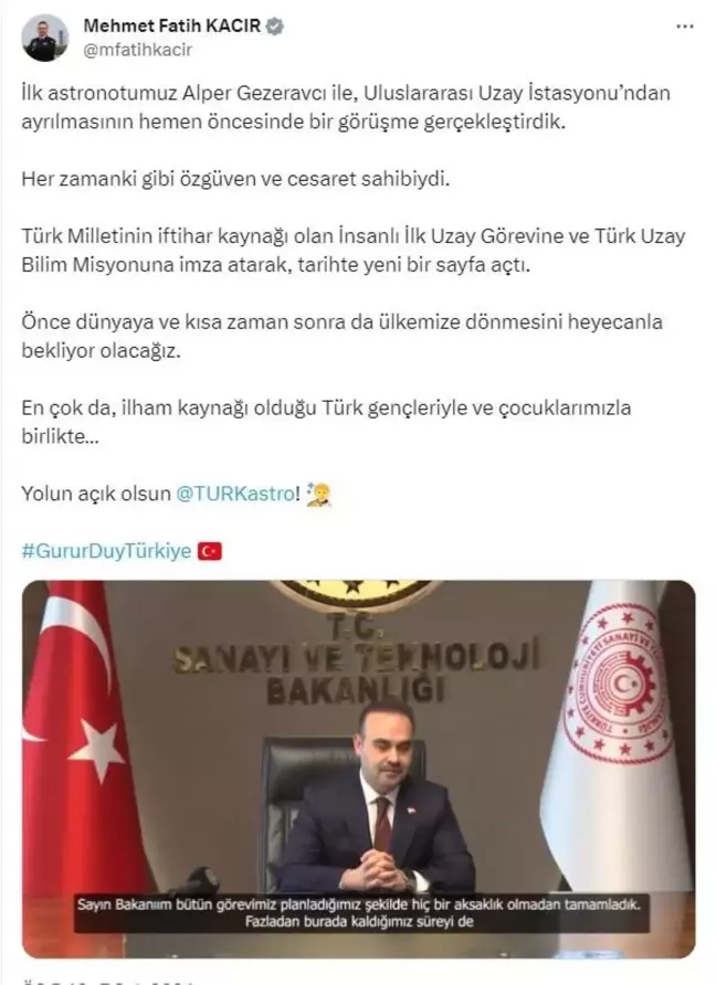 Alper Gezeravcı'nın dünyaya yolculuğu başladı (2)