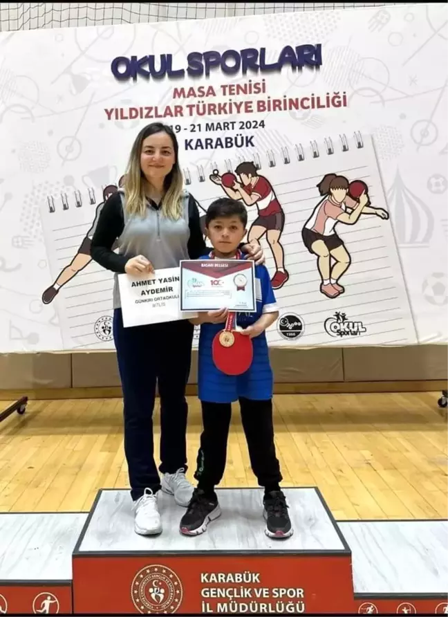 Güroymaklı Ahmet Yasin Aydemir Okul Sporları Masa Tenisi Yıldızlar Türkiye Birincisi