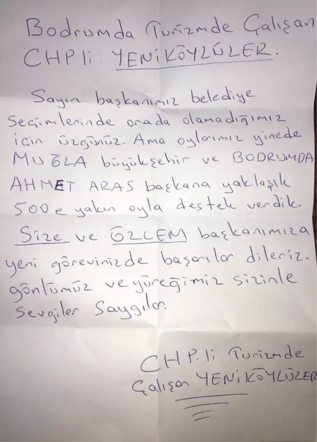 Başkan Atay'ı Duygulandıran Mektup