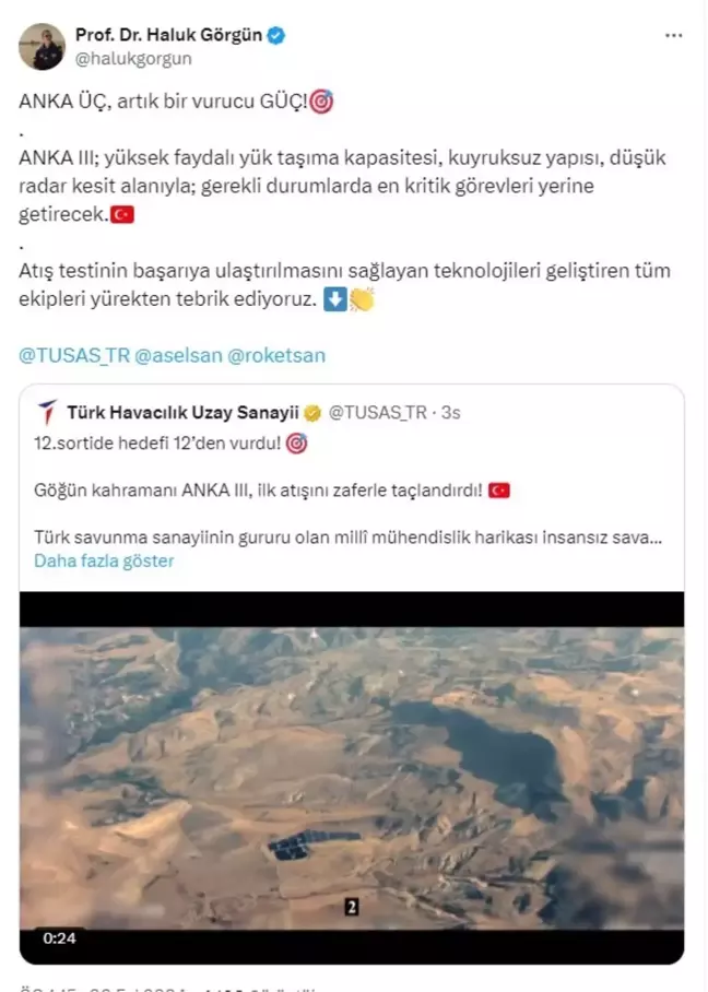 ANKA 3 Test Atışını Başarıyla Tamamladı