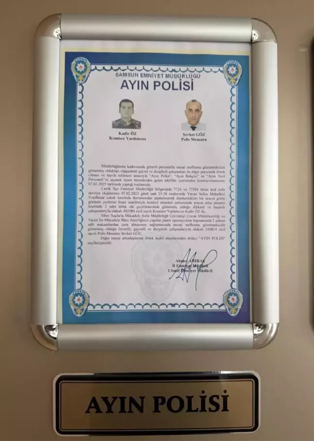 Samsun'da Ayın Polisi Seçilen İki Kahraman