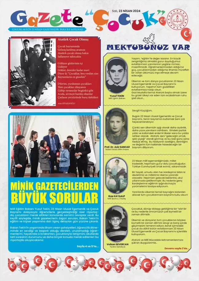 MEB, 23 Nisan için 'Gazete Çocuk' hazırladı
