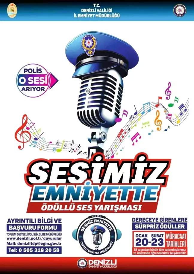 Denizli'de 'Sesimiz Emniyette' Ödüllü Ses Yarışması Başvuruları Devam Ediyor