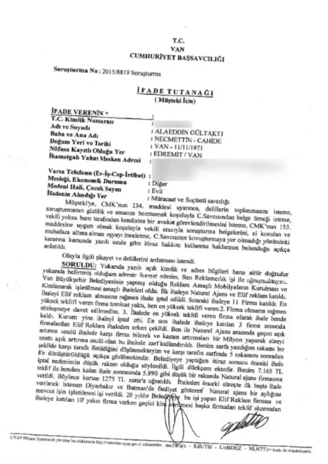 Dbp'li Van Büyükşehir Belediyesi'nde Billboard Yolsuzluğu İddiası
