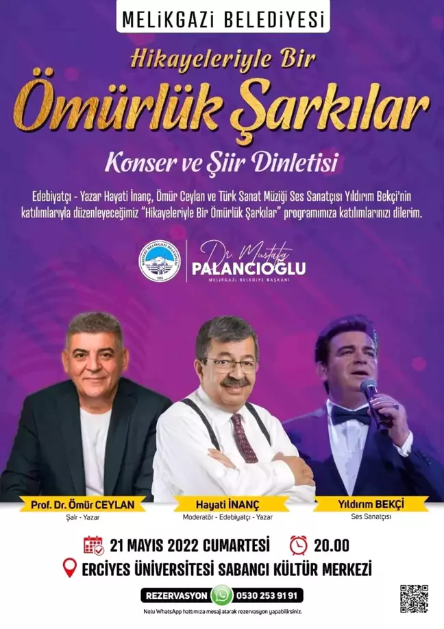 Melikgazi'den 'Hikayeleriyle bir ömürlük şarkılar' etkinliği