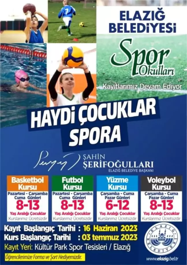 Elazığ Belediyesi Ücretsiz Yaz Spor Kursları Açıyor